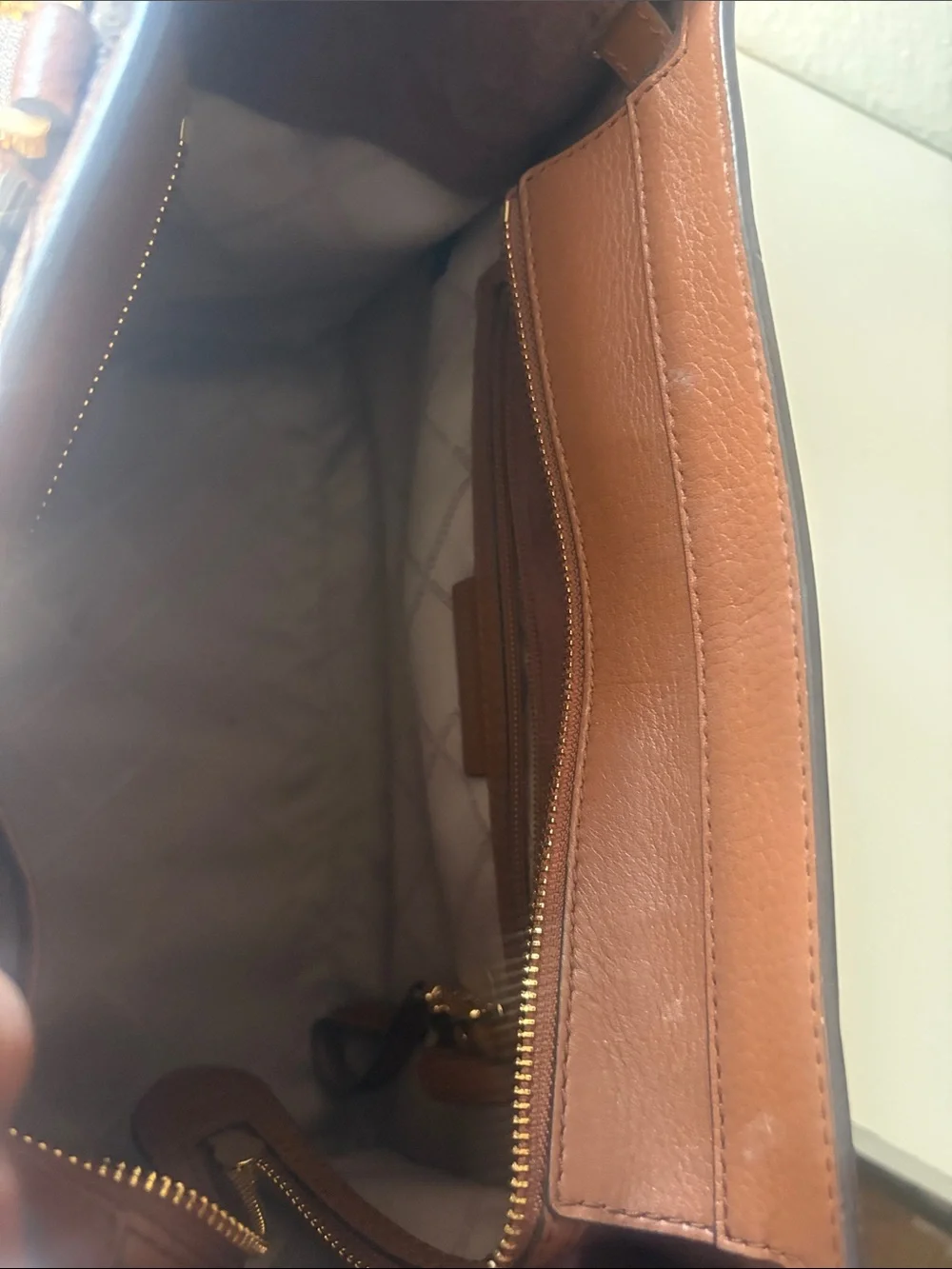 Michael Kors Brown & Tan Patterned Logo Satchel